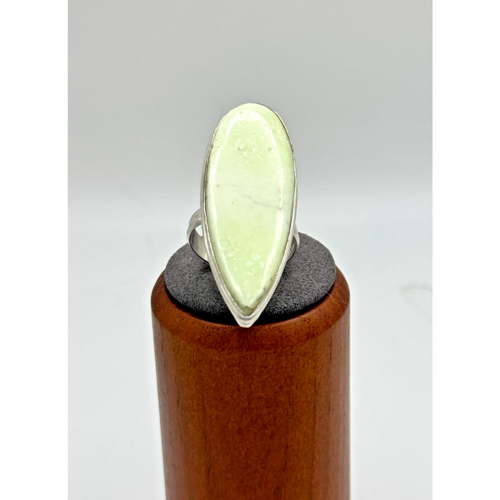 Lemon Chrysoprase Natural Gemstone .925 Stone Ring Sz 7 -10.40 GR